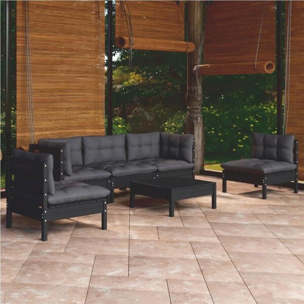 6 Piece Garden Lounge Set with Cushions Solid Pinewood vidaXL