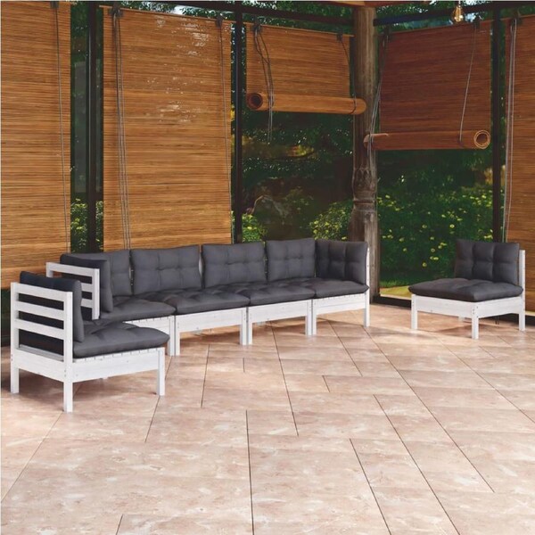 6 Piece Garden Lounge Set with Cushions Solid Pinewood vidaXL