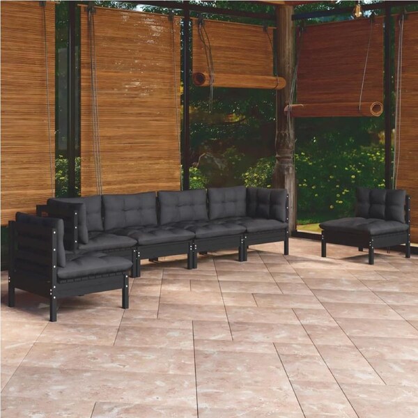 7 Piece Garden Lounge Set with Cushions Solid Pinewood vidaXL