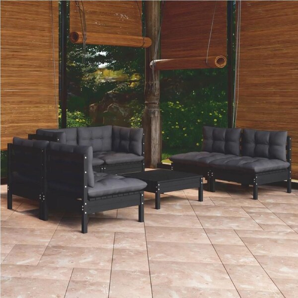 7 Piece Garden Lounge Set with Cushions Solid Pinewood vidaXL