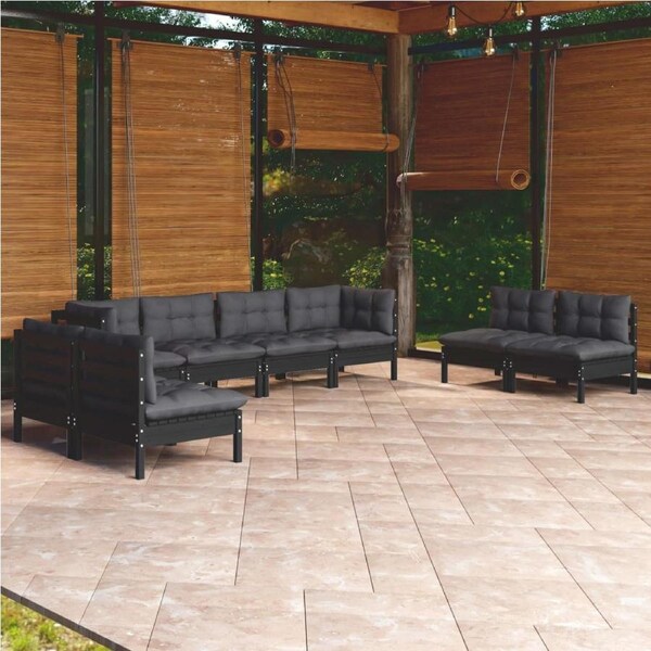 9 Piece Garden Lounge Set with Cushions Solid Pinewood vidaXL