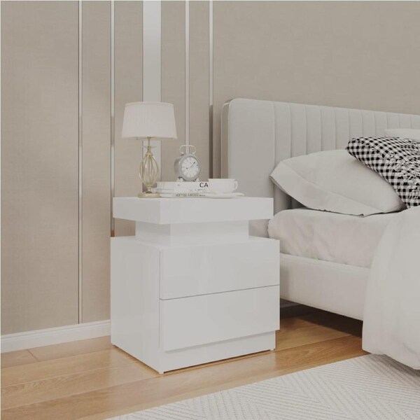 Bedside Cabinet High Gloss White 45x35x52 cm Engineered Wood vidaXL