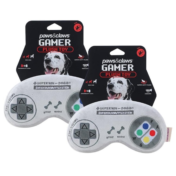 2x Paws & Claws Gamer Controller Games 22cm Outdoor Soft Plush Toy Pet/Dog/Puppy