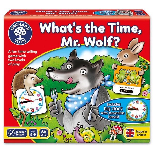 Orchard Toys What's The Time Kids Educational Numbers Mr. Wolf Puzzle Card Game