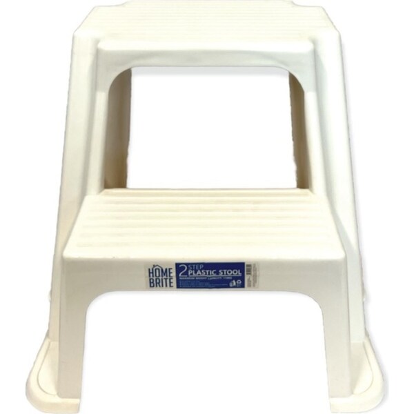 Large Two Step Stool 41cm White Plastic Foot Stairs Step Ladder