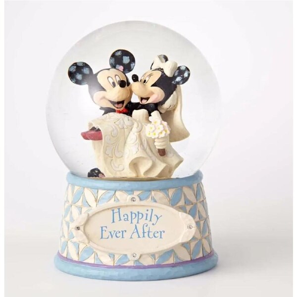 Jim Shore Disney Traditions Water Ball - Mickey and Minnie Mouse - Happily Ever After