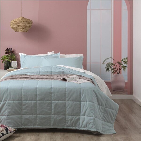 Ddecor Home Sofia Queen Bed Comforter Set 500TC Soft Cotton Jacquard Bedding Sky