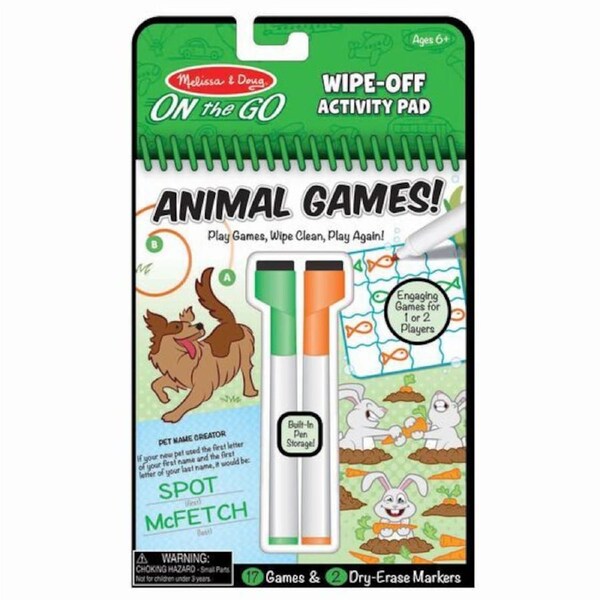 Melissa & Doug On The Go - Wipe-Off Activity Pad - Animal Games!