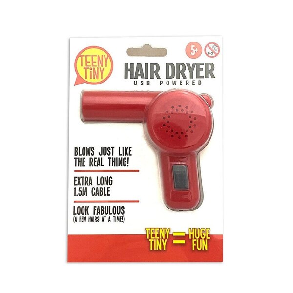 Teeny Tiny Hairdryer 10cm f/ Dolls/Home/Office USB Powered Kids Fun Game/Toy 5y+