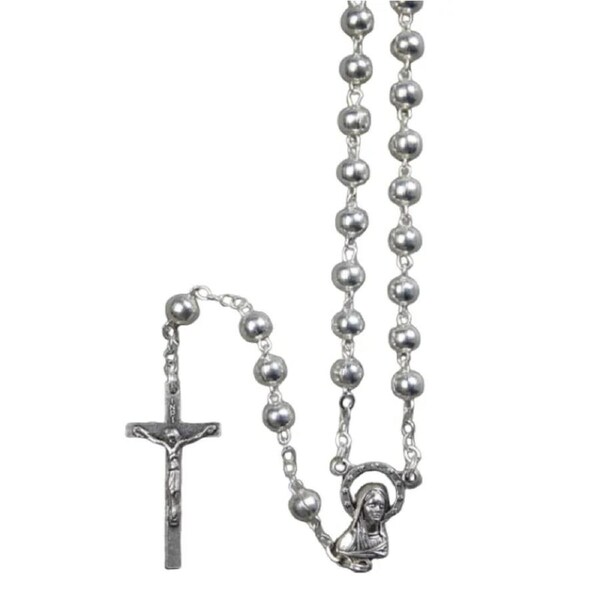 Rosary Beads Silver Plated Metal 5mm