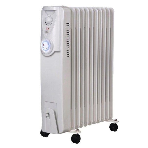 Heller HOCH11T Portable Electric Oil Heater/Heating 11 FIN 24h Timer 2400W White