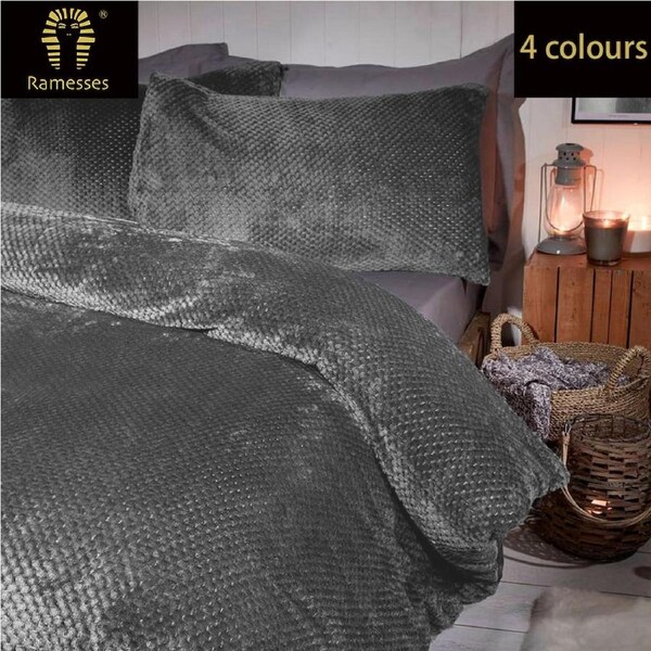 Ramesses Waffle Fleece Comforter Set Queen / Charcoal