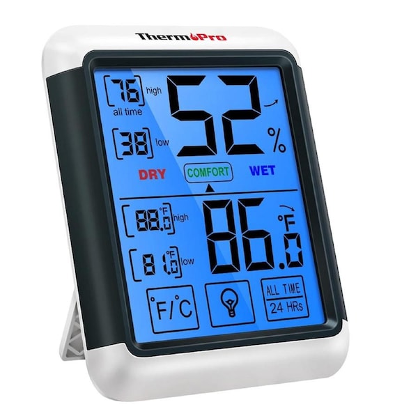 ThermoPro TP55 Digital Hygrometer Indoor Thermometer Humidity Gauge with Jumbo Touchscreen and Backlight
