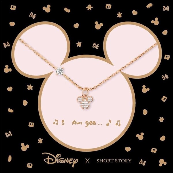 Disney x Short Story Necklace Mickey Ears - Diamante Rose Gold