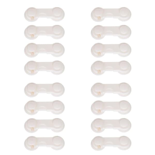 Cabinet Locks, 16pcs, White Lock Adhesive Child Kids Baby Safety Lock for Door Drawers Cupboard Proofing Latches Oven Toilet Fridge Cabinets Tape