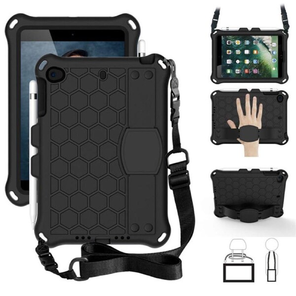 Catzon Hive iPad Case For iPad Mini 1/2/3/4/5 Durable Stand Cover With Shoulder Strap-Black