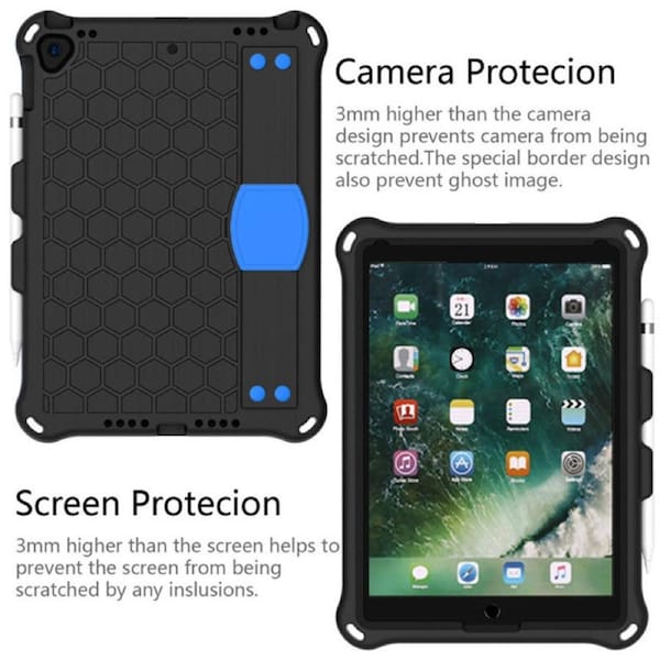 Catzon Hive iPad Case For iPad Pro/Air 10.5/iPad 10.2 Durable Stand Cover With Shoulder Strap-BlackBlue