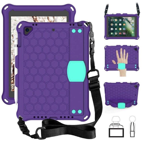 Catzon Hive iPad Case For iPad Pro/Air 10.5/iPad 10.2 Durable Stand Cover With Shoulder Strap-PurpleAqua