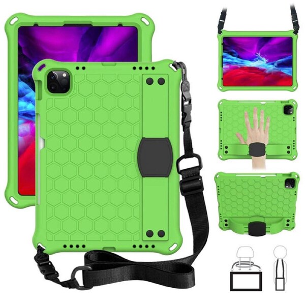 Catzon Hive iPad Case For iPad Pro11//Air4 10.9 Durable Stand Cover With Shoulder Strap-GreenBlack