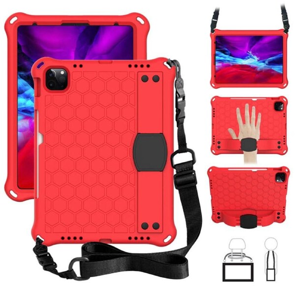 Catzon Hive iPad Case For iPad Pro11//Air4 10.9 Durable Stand Cover With Shoulder Strap-RedBlack