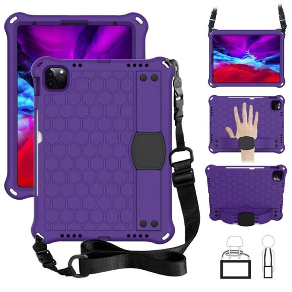 Catzon Hive iPad Case For iPad Pro11//Air4 10.9 Durable Stand Cover With Shoulder Strap-PurpleBlack