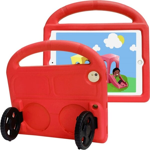Catzon Wheel iPad Case For iPad 9.7inch Air1/2 Pro9.7 Shockproof Stand Cover With Handle Stand-Red