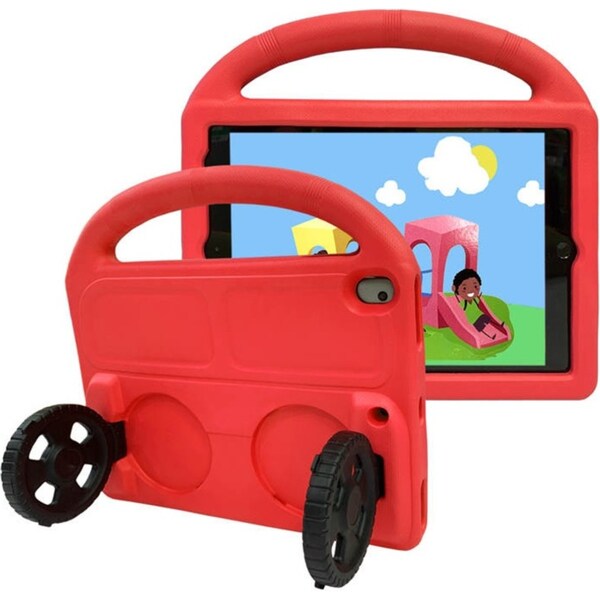 Catzon Wheel iPad Case For iPad 7/8/9 Air 3 Pro 10.5 inch Shockproof Stand Cover With Handle Stand-Red