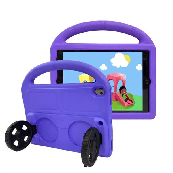 Catzon Wheel iPad Case For iPad 7/8/9 Air 3 Pro 10.5 inch Shockproof Stand Cover With Handle Stand-Purple