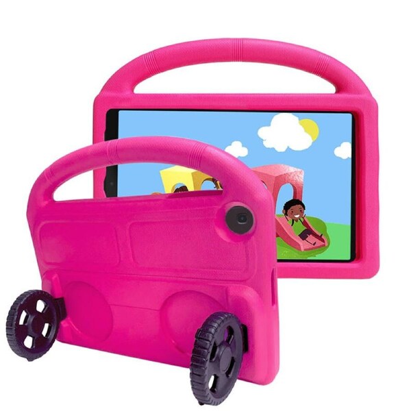 Catzon Wheel Samsung Tablet Case For Tab A 10.1 T510/T515(2019) Shockproof Stand Cover With Handle Stand-Rose