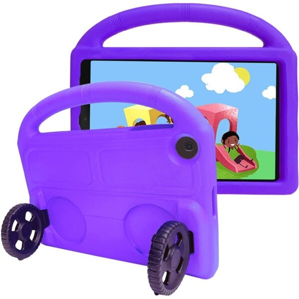 Catzon Wheel Samsung Tablet Case For Tab A 10.1 T510/T515(2019) Shockproof Stand Cover With Handle Stand-Purple