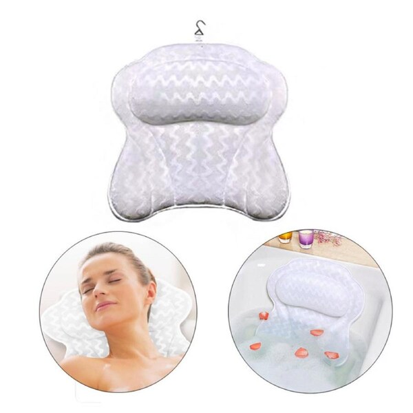 Catzon Luxury Bath Pillow with 6 Strong Suction Cups for Tub Pillow Bath Cushion for Head Neck Back