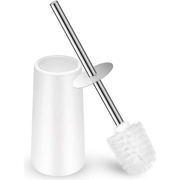 Catzon Toilet Brush and Holder Toilet Brush with 304 Stainless Steel Long Handle-White