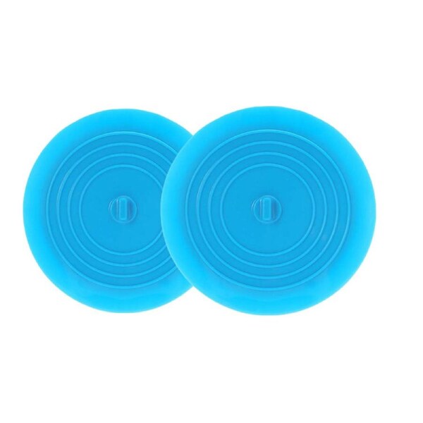 Catzon Tub Stopper 2 Pack 6 Inches Silicone Drain Plug Hair Stopper for Kitchen Bathroom-Blue