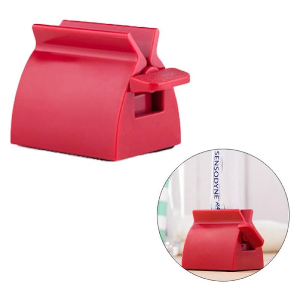 Catzon Rolling Tube Toothpaste Squeezer Toothpaste Seat Holder Stand for Bathroom-Red