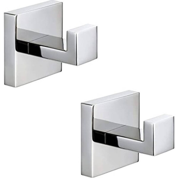 Catzon 2 Pack Bathroom Hooks 304 Stainless Steel Square Wall Hooks-Mirror