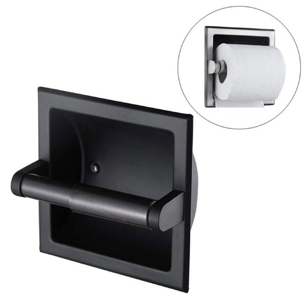 Catzon Recessed Toilet Paper Holder Stainless Steel Roll Paper Holder-Black
