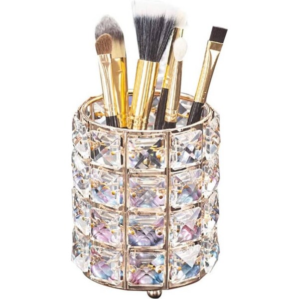 Catzon Makeup Brush Holder Crystal Comb Brushes Pen Storage Container-RoseGold