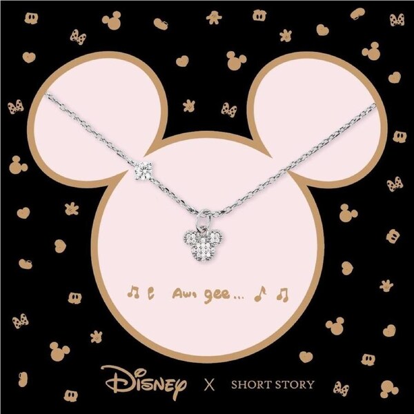 Disney x Short Story Necklace Mickey Ears - Diamante Silver