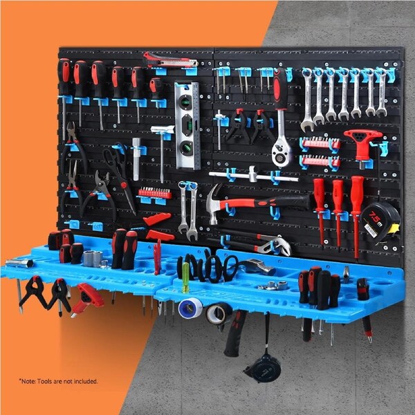 Giantz Wall Mounted Bin Rack Pegboard Tools Tray Storage Workshop Organiser