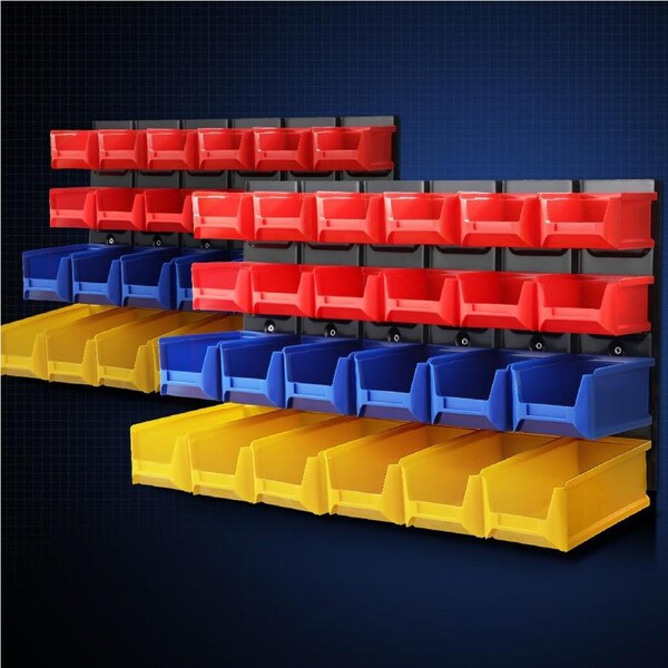 Giantz 48 Storage Bin Rack Wall Mounted Peg Board Garage Shelving Tools