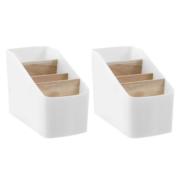 2PK Boxsweden 18cm Bano Organiser 4 Section Bamboo Bathroom/Home Storage Box WT