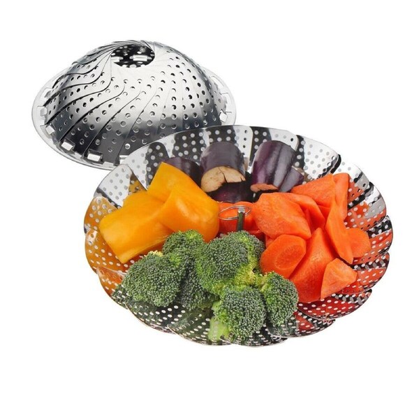 Ozoffer 2x Collapsible 27.5CM Stainless Steel Cooker Basket Seafood Vege Foldable