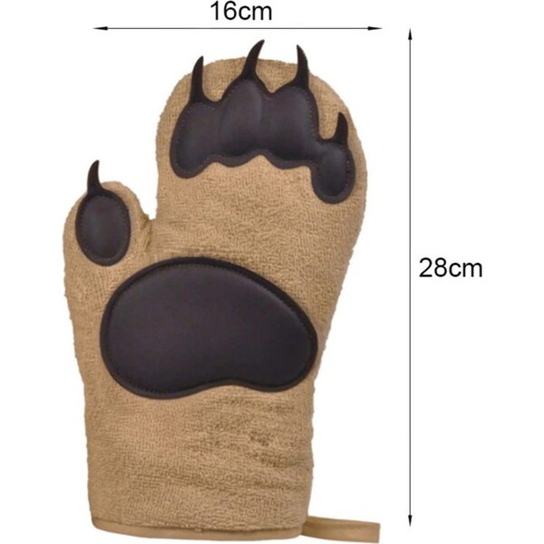 Catzon Oven Mitts Bear Gloves Resistant Kitchen Glove-Brown