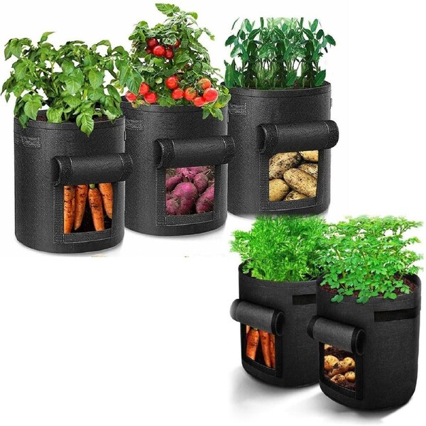 5PC Non-woven Cloth Potato Planting Bag Pot Planting Grow Bag Vegetable Planter