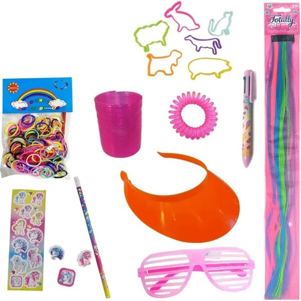 Totally Girl Showbag w/Unicorn stationery Set/Glasses/Hair Extension/Hair Ties