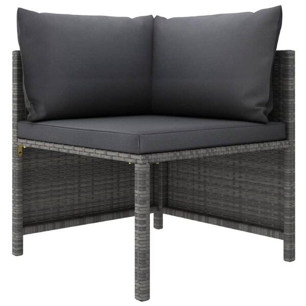 Sectional Corner Sofa with Cushions Grey Poly Rattan vidaXL