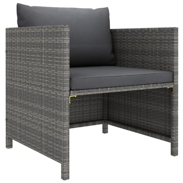 Garden Sofa with Cushions Grey Poly Rattan vidaXL