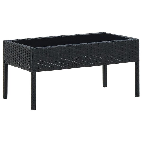 Garden Table Black 75x40x37 cm Poly Rattan vidaXL