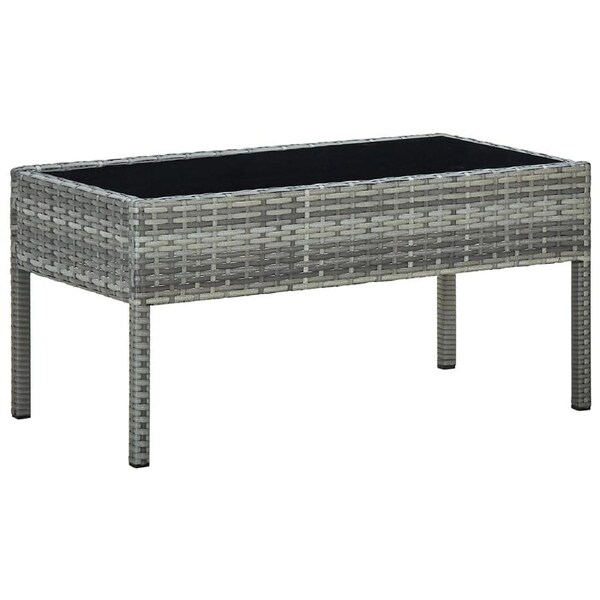 Garden Table Grey 75x40x37 cm Poly Rattan vidaXL
