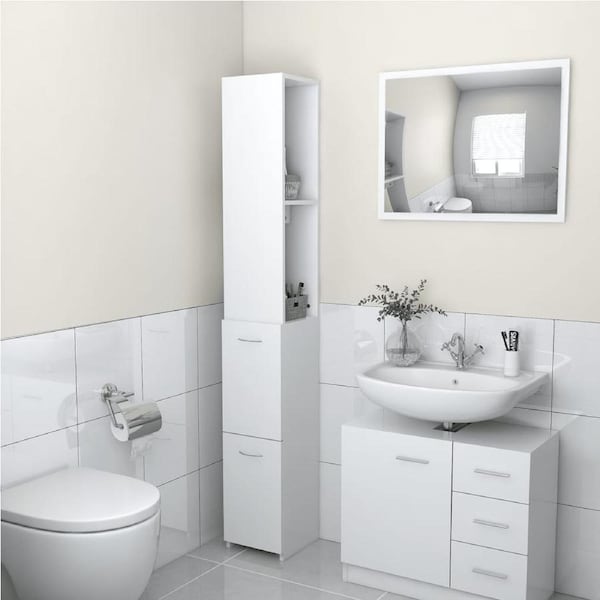 Bathroom Cabinet White 25x26.5x170 cm Engineered Wood vidaXL